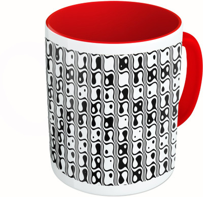 

MiiCreations Printed Two Tone Red And White Patterns Ceramic Mug(325 ml)