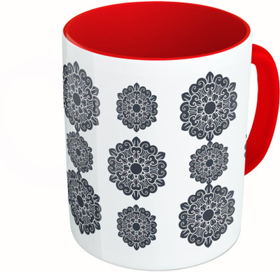 

MiiCreations Printed Two Tone Red And White Black Design Ceramic Mug(325 ml)