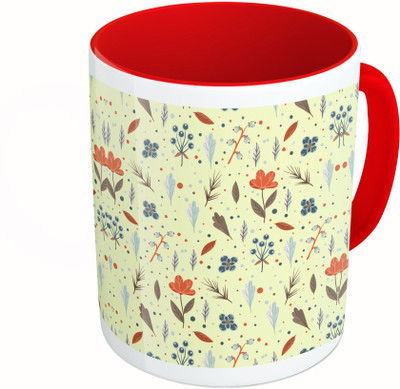 

MiiCreations Printed Two Tone Red And White Flower Ceramic Mug(325 ml)