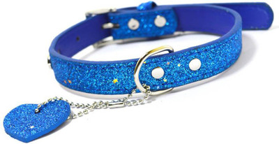 

Sollar's Glittery Sparkle Leather Dog Everyday Collar(, Blue