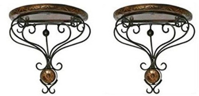 

Desi Karigar Wooden, Iron Wall Shelf(Number of Shelves - 2)