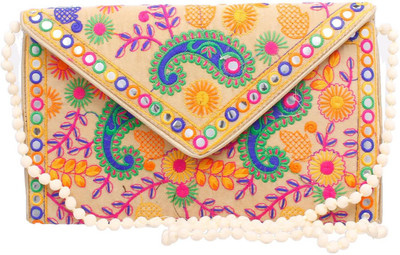 

Bare Soles Women Casual Beige Cotton Sling Bag