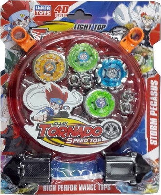 

Udee Stadium BeyBlade With Clash Tornado Speed Top 4 Beyblades(Multicolor)