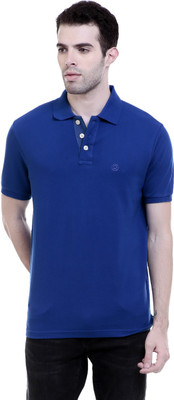 CHKOKKO Solid Men Polo Neck Blue T-Shirt CHKOKKO Solid Men Polo Neck Blue T-Shirt