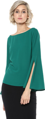 HARPA Casual Full Sleeve Solid Women Green Top