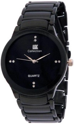 IIK Collection Dimond With Contemporary Stylist Black Watch Round Shape Analog Watch  - For Men   Watches  (IIK Collection)