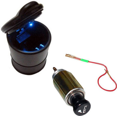 Gking 1 Car Ashtray, 1 Car Cigarette Lighter Combo