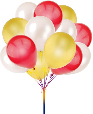 

PartyballoonsHK Solid Metallic Red, Gold & White Balloon(Red, White, Gold, Pack of 1)