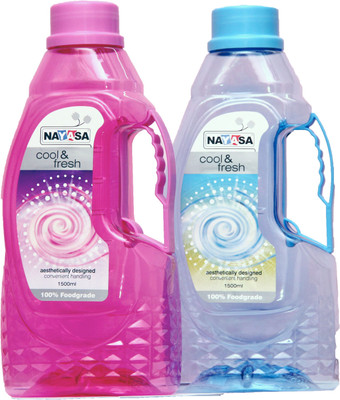 NAYASA 1500 ml Plastic Bottle(Pack of 2, Multicolor)