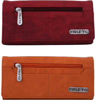 

Fristo Girls Orange, Maroon Artificial Leather Wallet(6 Card Slots), Maroon;orange