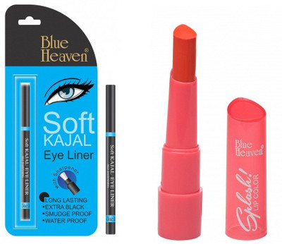 

Blue Heaven soft kajal liner with Splash Super Matte Lipstick - 304 Baked Orange(Set of 2)