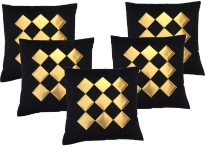 MS Enterprises Velvet Cushions & Pillows Cover(Pack of 5, 40 cm*40 cm, Black)