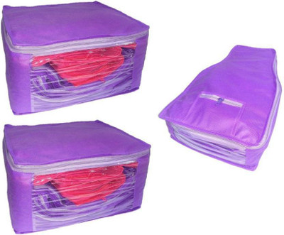 

Aadhya Designer Large Non Woven 2 saree cover 1 blouse cover COVERS_6(Purple)