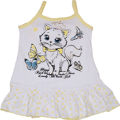 

Retaaz Girls Midi/Knee Length Casual Dress(Yellow, Noodle strap