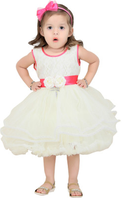 

Trendy Girls Girls Midi/Knee Length Party Dress(Beige, Sleeveless