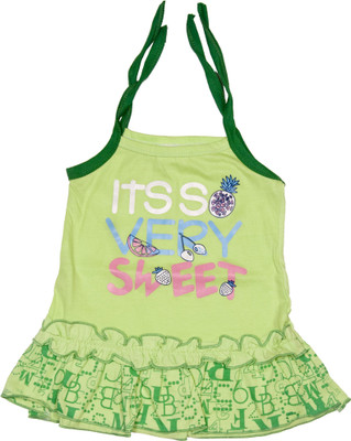 

Retaaz Girls Midi/Knee Length Casual Dress(Light Green, Noodle strap