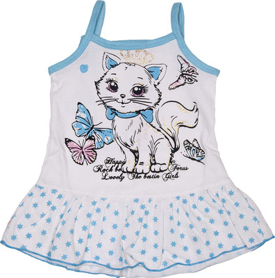 

Retaaz Girls Midi/Knee Length Casual Dress(Light Blue, Noodle strap