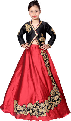 

Krisster Girls Lehenga Choli Ethnic Wear Embroidered Lehenga Choli(Maroon, Pack of 1