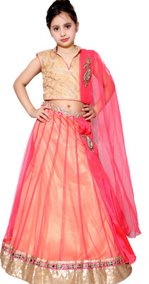 

Krisster Girls Lehenga Choli Ethnic Wear Embroidered Lehenga, Choli and Dupatta Set(Pink, Pack of 1