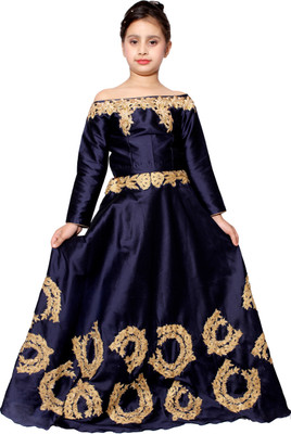 

Krisster Girls Lehenga Choli Ethnic Wear Embroidered Lehenga Choli(Dark Blue, Pack of 1, Navy blue