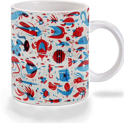 

Mooch Wale Mooch Wale Fishes Blue and red art Ceramic Ceramic Mug(325 ml), Multicolor