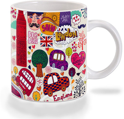 Mooch Wale Mooch Wale London Love Ceramic Ceramic Mug(325 ml), Multicolor