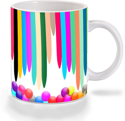 

Mooch Wale Mooch Wale Colorful Dripping Balls Ceramic Ceramic Mug(325 ml), Multicolor