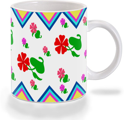 

Mooch Wale Mooch Wale Red Flower Pattern Ceramic Ceramic Mug(325 ml), Multicolor