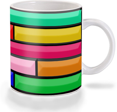 

Mooch Wale Mooch Wale Colorful Blocks Pattern Ceramic Ceramic Mug(325 ml), Multicolor