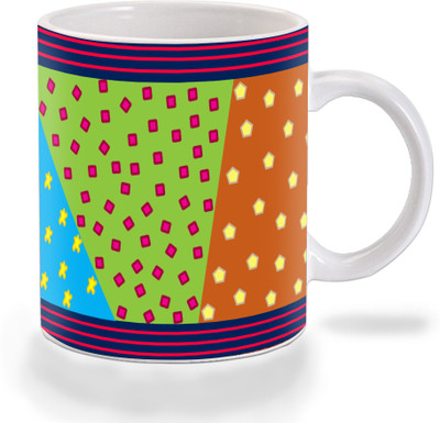 Mooch Wale Mooch Wale Shape And Stripes Colorful Pattern Ceramic Ceramic Coffee Mug(325 ml)