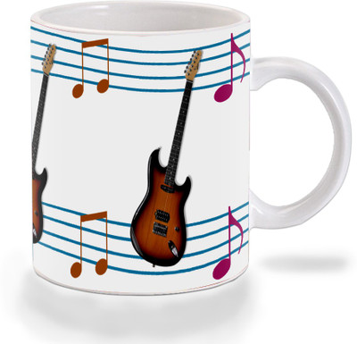 Mooch Wale Mooch Wale Guitar Notes Pattern Ceramic Ceramic Mug(325 ml), Multicolor