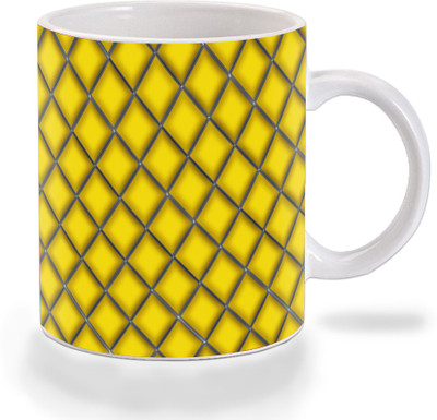 

Mooch Wale Mooch Wale Yellow Diamond Pattern Ceramic Ceramic Mug(325 ml), Multicolor