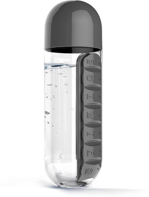 

Bruzone 7-day 2 in 1 Water Bottle Weekly Seven Compartments With Drinking Bottle Pill Box(Black)