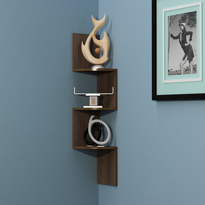 

BM Wood Furniture Zigzag Shaped 3 Curved Wall Corner Shelf - Brown MDF Wall Shelf(Number of Shelves - 7, Brown)