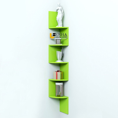 

Usha Furniture Corner Mount Wall Shelves Zigzag Shape Rack MDF Wall Shelf(Number of Shelves - 5, Green)