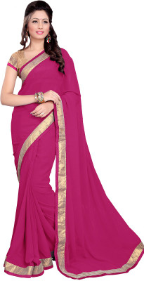 

Sourbh Sarees Plain Fashion Georgette Saree(Pink), Crimson