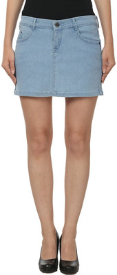 

Miss Wow Solid Girls Regular Blue Skirt