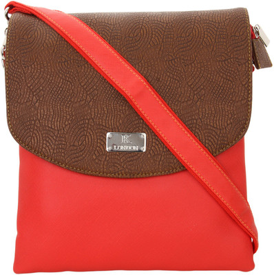 

K London Women Casual Red, Brown Leatherette Sling Bag, Brown;red
