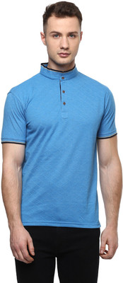 CAYMAN Solid Men Polo Neck Blue T-Shirt