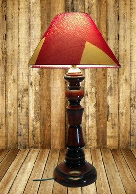 

Woodly Red Check Design Table Lamp(45 cm, Red)