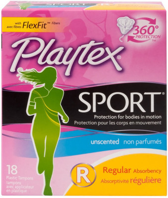 

Playtex Sport Tampons with Flex-Fit Technology, Regular, Unscented - 18 Count Tampons(Pack of 18)