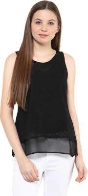 MAYRA Party Sleeveless Solid Women Black Top