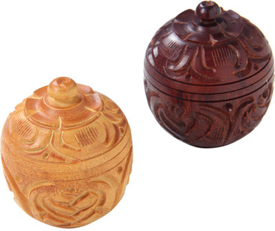 

Fab Handicraft Wooden Handicraft Box Sindoor Box, Jewellery Box Vanity Box(Dark Brown, Light Yellow)