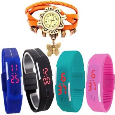 Rokcy Dori & Led Pack of 5 Analog-Digital Watch - For Couple Analog-Digital Watch  - For Girls   Watches  (Rokcy)