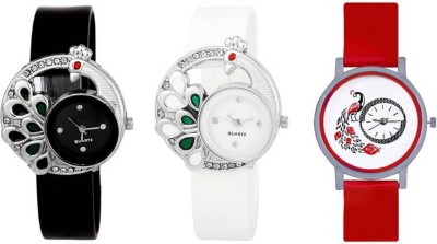 SPINOZA black white diamond peacock and red designer peacock in dial Analog Watch  - For Girls   Watches  (SPINOZA)