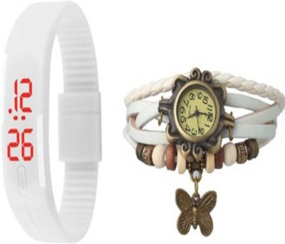 Rokcy Dori Butterfly & Led Rubber Pack of 2 Analog-Digital Watch - For Couple Analog-Digital Watch  - For Girls   Watches  (Rokcy)