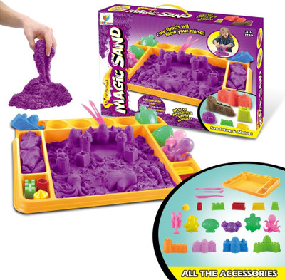 

Toys Bhoomi 1.5KG Magic Sand Activity Playset with Sandbox & Molds - 100% Safe Gluten-Free