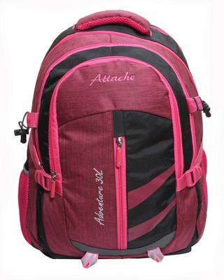 

Attache Adventure 30lt School Bag (Pink & Black) With Rain Cover … 30 L Backpack(Multicolor)