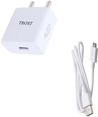 TROST 2A Wall Charger with Data Cable for Opo A57 1 A Mobile Charger with Detachable Cable White TROST Wall Chargers