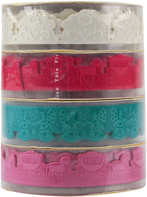 

HOKIPO Single Sided HandHeld Lace Tape (Manual)(Set of 4, Multicolor)
